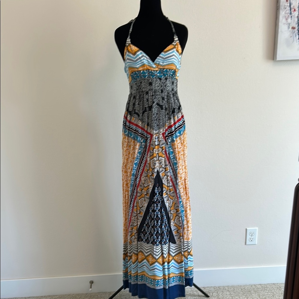 Multicolor Halter Maxi Dress